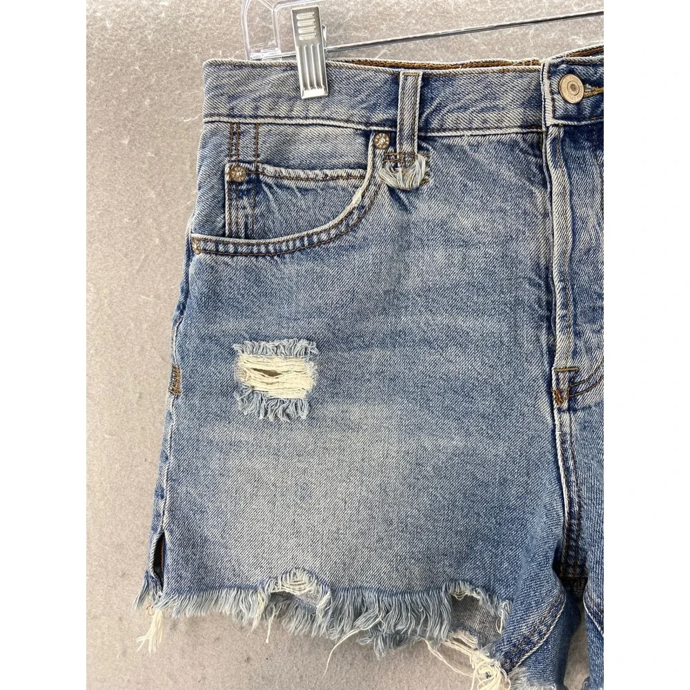 We The Free Jean Shorts Womens Sz 29 Makai Cut Off Denim Blue Distressed Hem